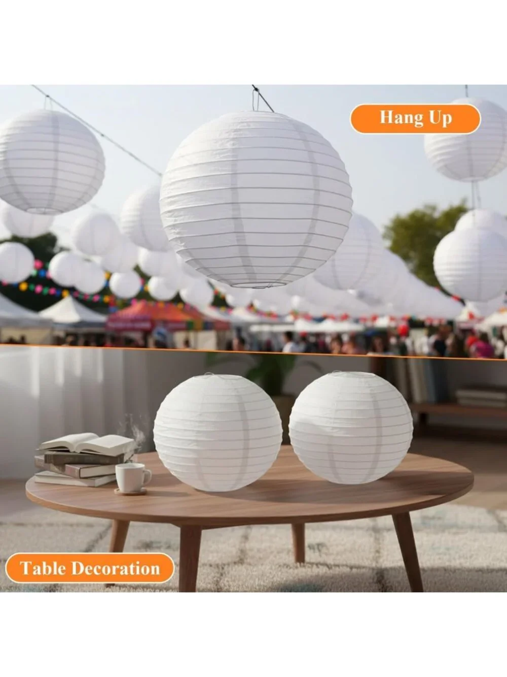 30Pcs White Paper Lanterns - 10